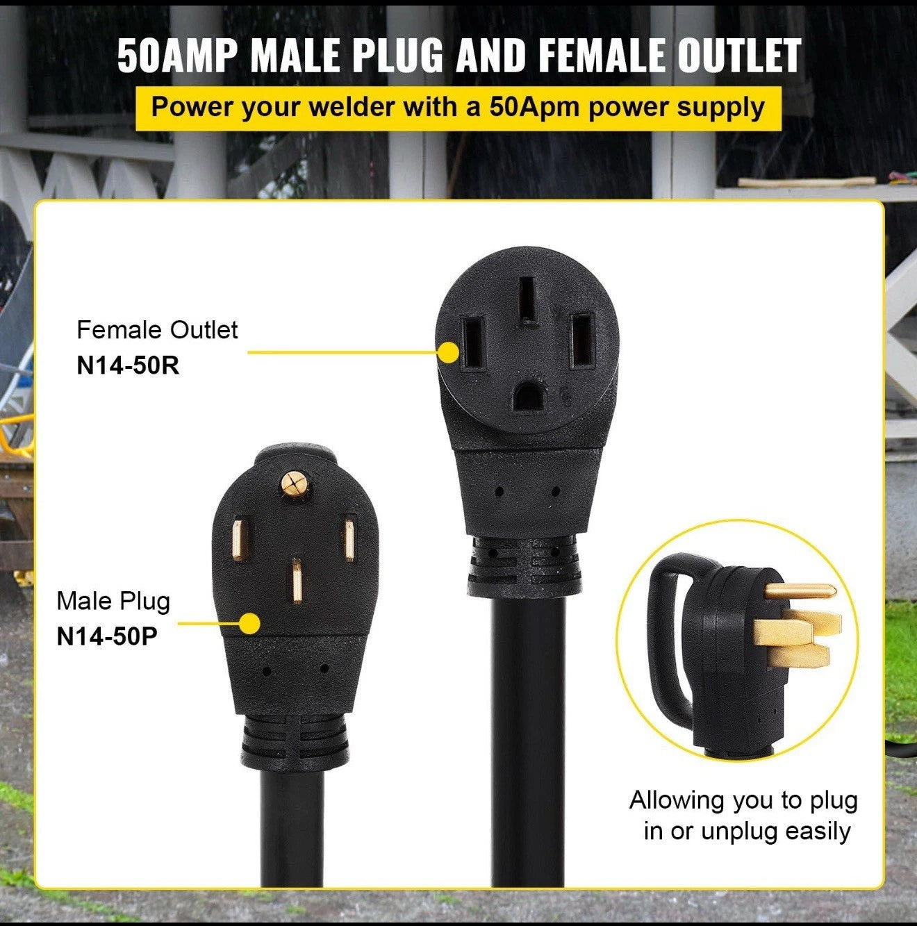 VEVOR 25 FT 50Amp RV Extension Cord NEMA N14-50P to N14-50R, 125 / 250V Heavy D.