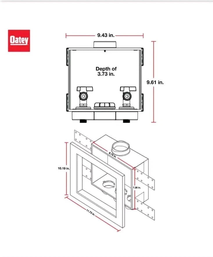 "Washing Machine Outlet Box'' Oatey Quadtro 4 Options Model 38529 Open Box .