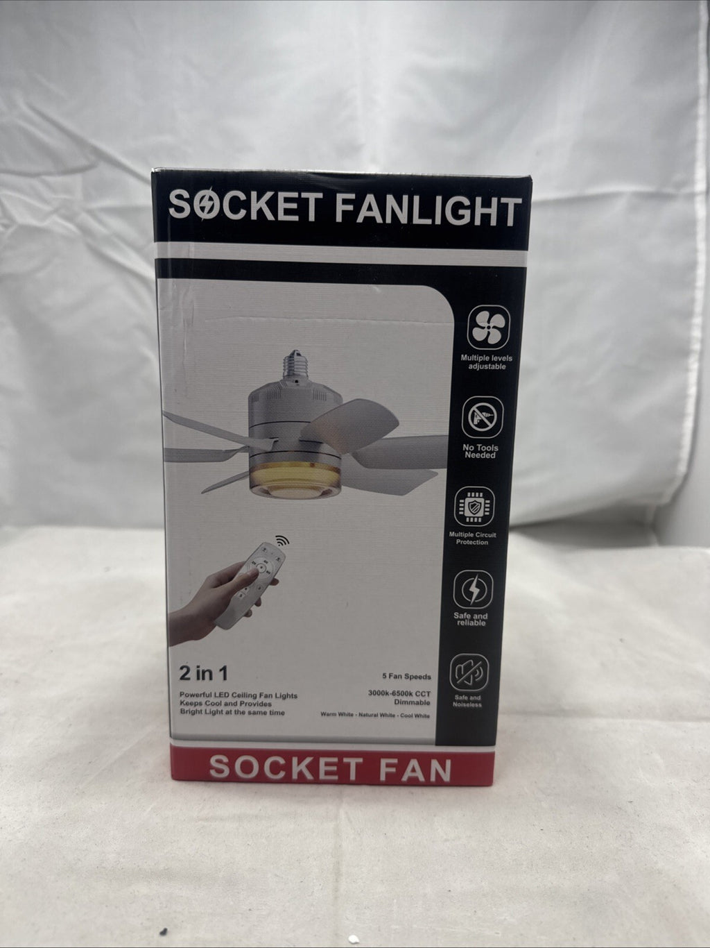Ceiling Fan with Lights and Remote Control, 3 Colors Dimmable 6 Speeds Ceilin..