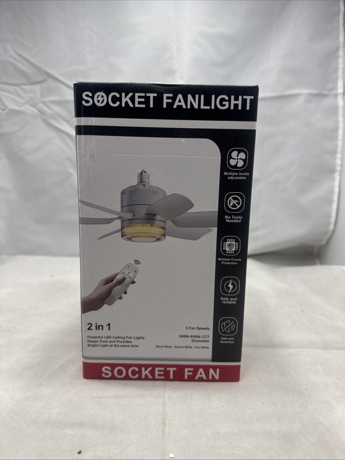 Ceiling Fan with Lights and Remote Control, 3 Colors Dimmable 6 Speeds Ceilin..