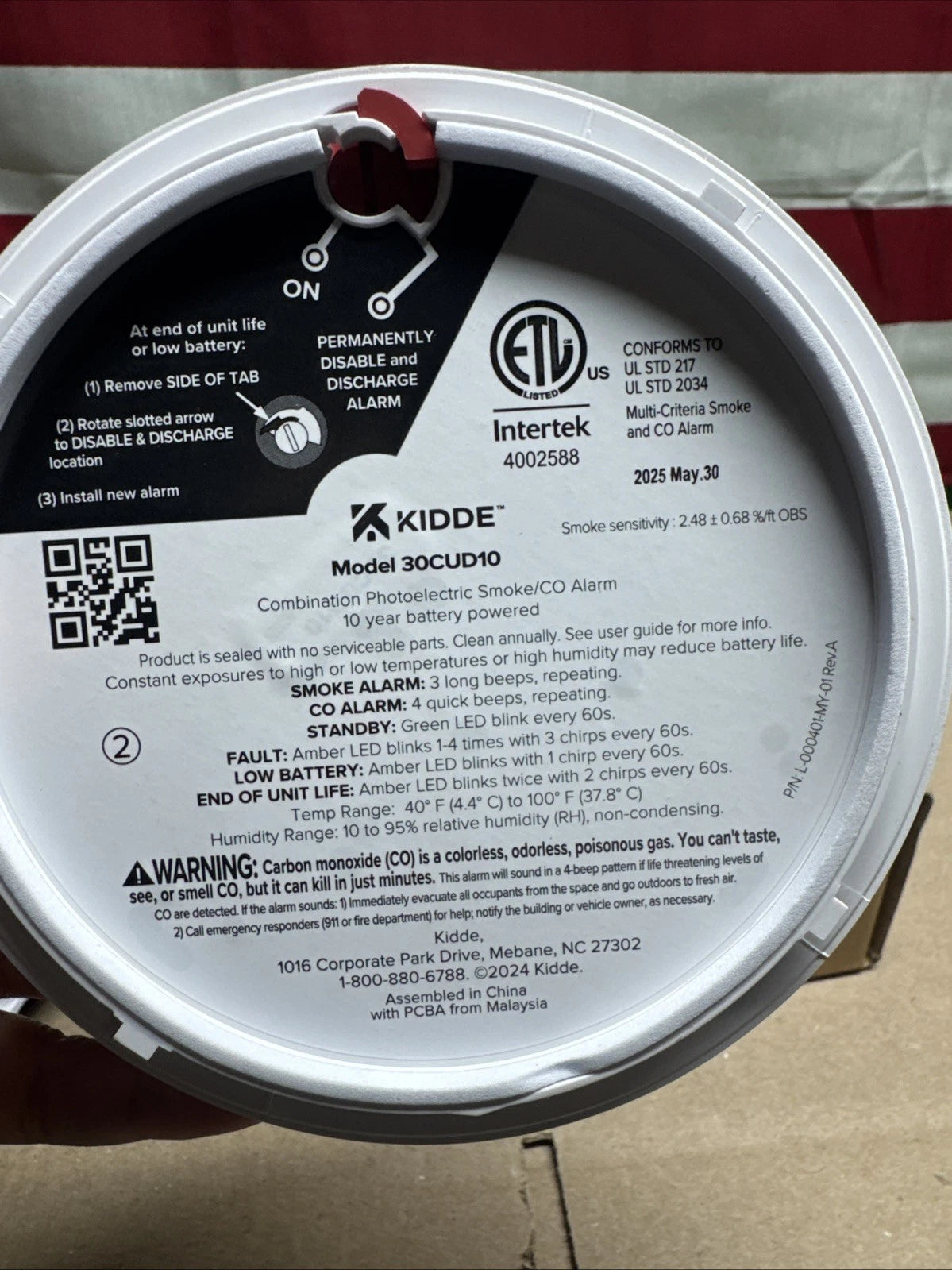 Kidde Smoke & CO Detector, 10-Year Battery, LED Warning Indicators 30CUD10.’