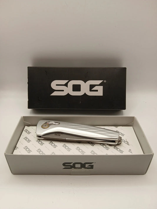 SOG One Zero AU Lock Knife Satin Aluminum (3.1" Chrome) - 15-73-03-57