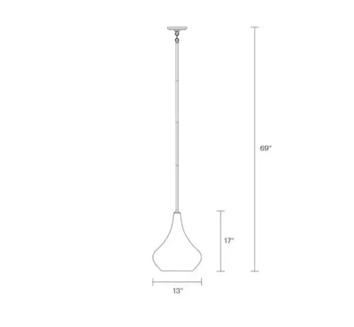 Mora 13 in. W x 17 in. H 1-Light Clear Glass Teardrop Modern Pendant Open Box