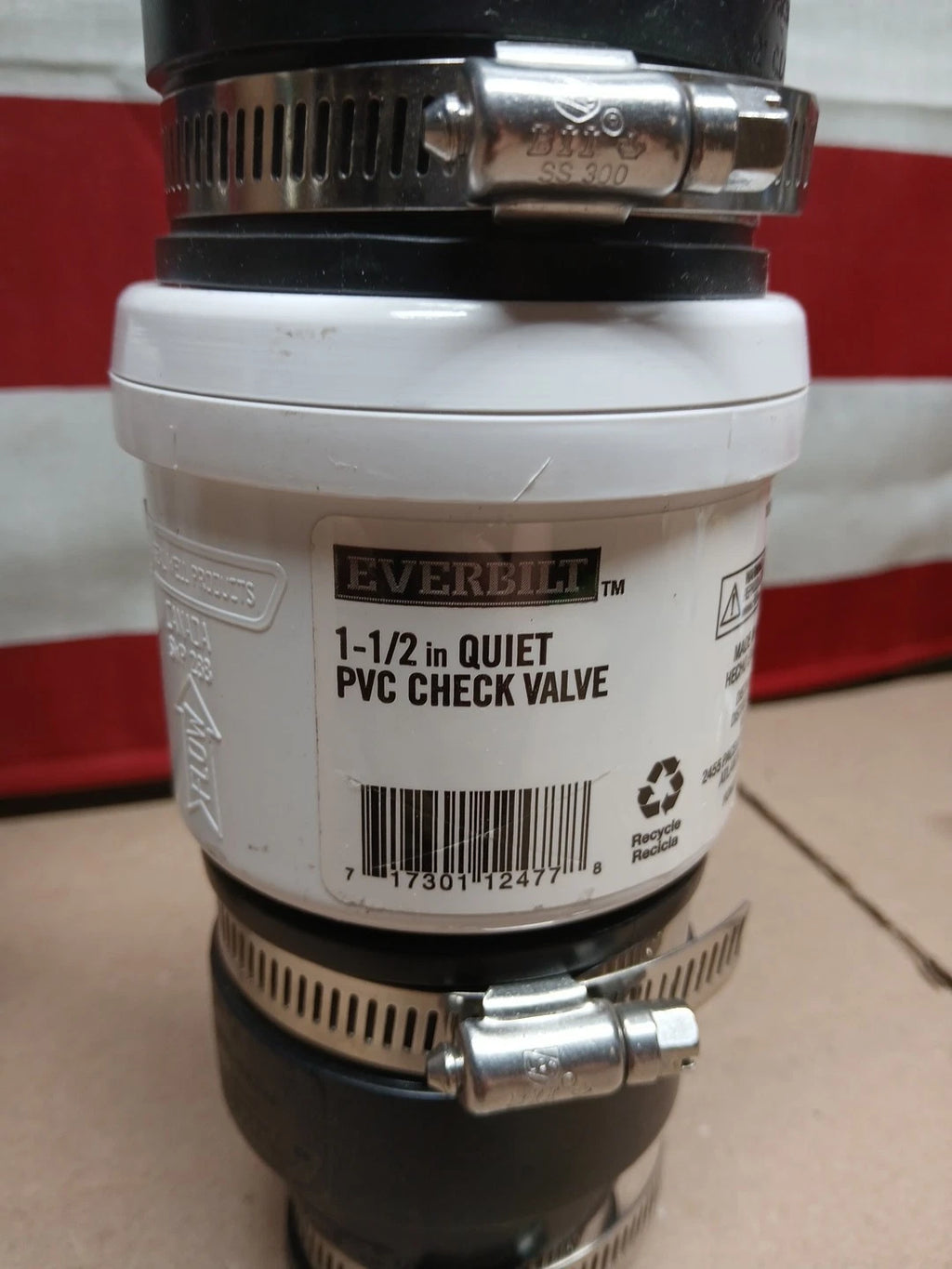 Lot Of 2 Everbilt EV-QV15 1-1/2 PVC Check Valve Black White Fernco Connect
