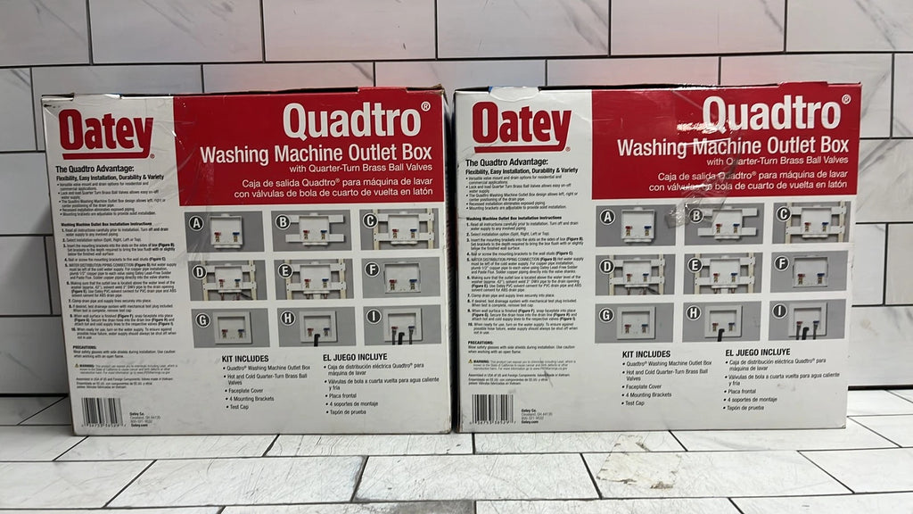 QTY of 2 Oatey 38529 Washing Machine Outlet Box, 1/2 in Connection, Brass