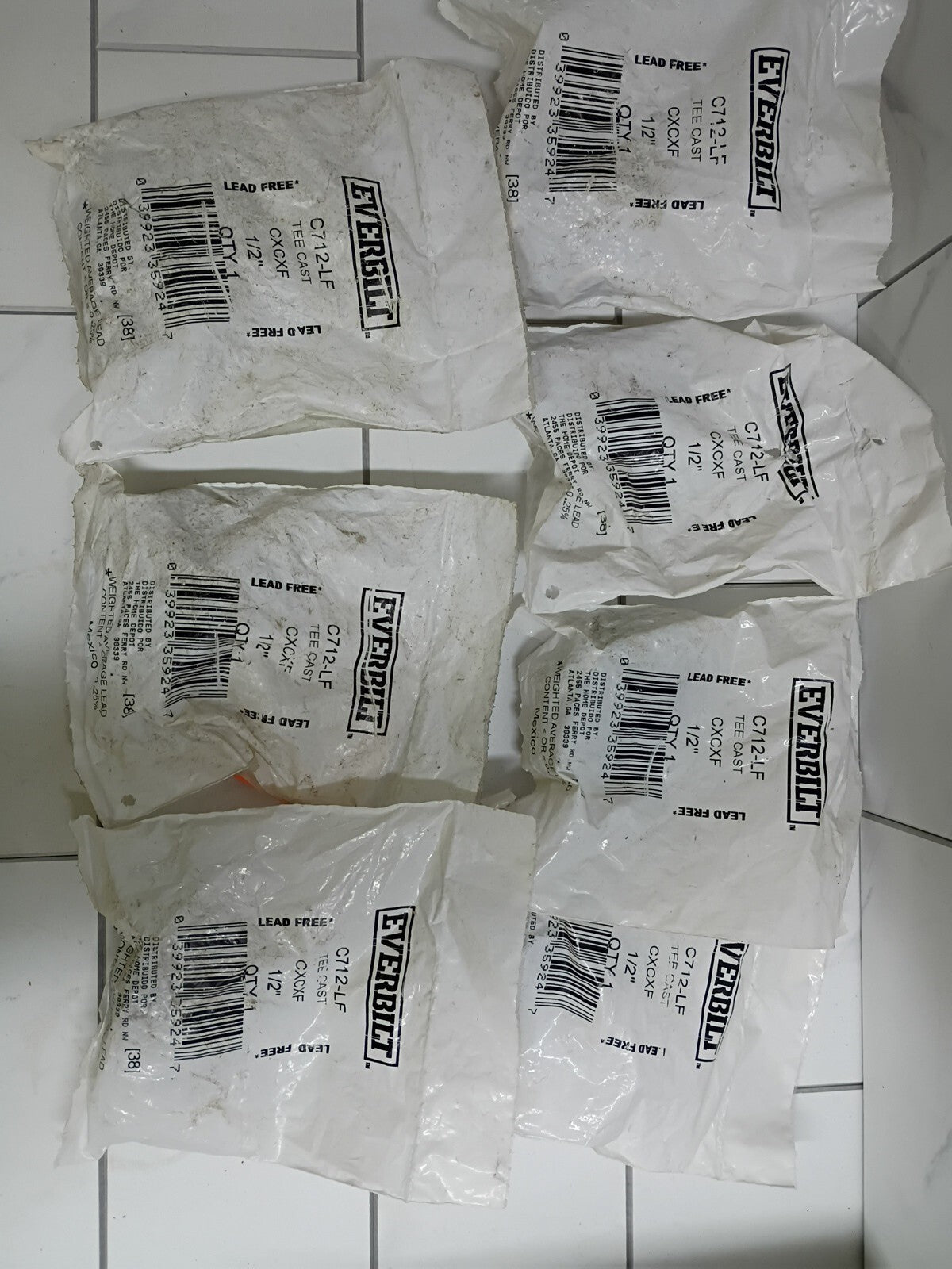 7pk Everbilt C712-L Lead-Free Bronze Alloy Pressure Tee C x C x F 1/2 New OB