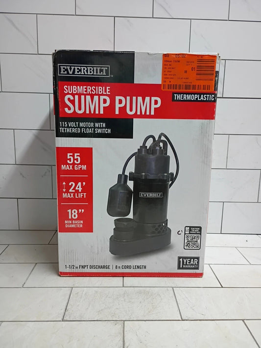Everbilt HDSP33W 1/3 HP Aluminum Sump Pump Tether Switch Open Box