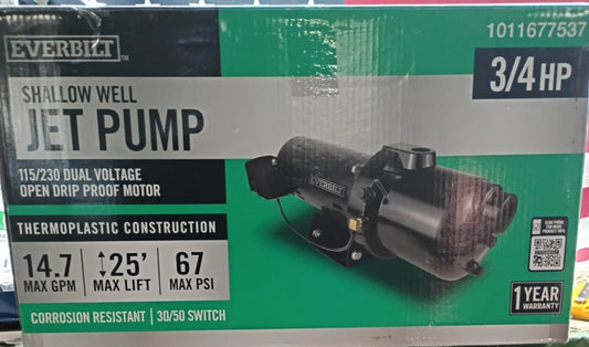 HDSWJ7P Everbilt 1/2 HP Shallow Well Jet Pump 1011677535 For Parts