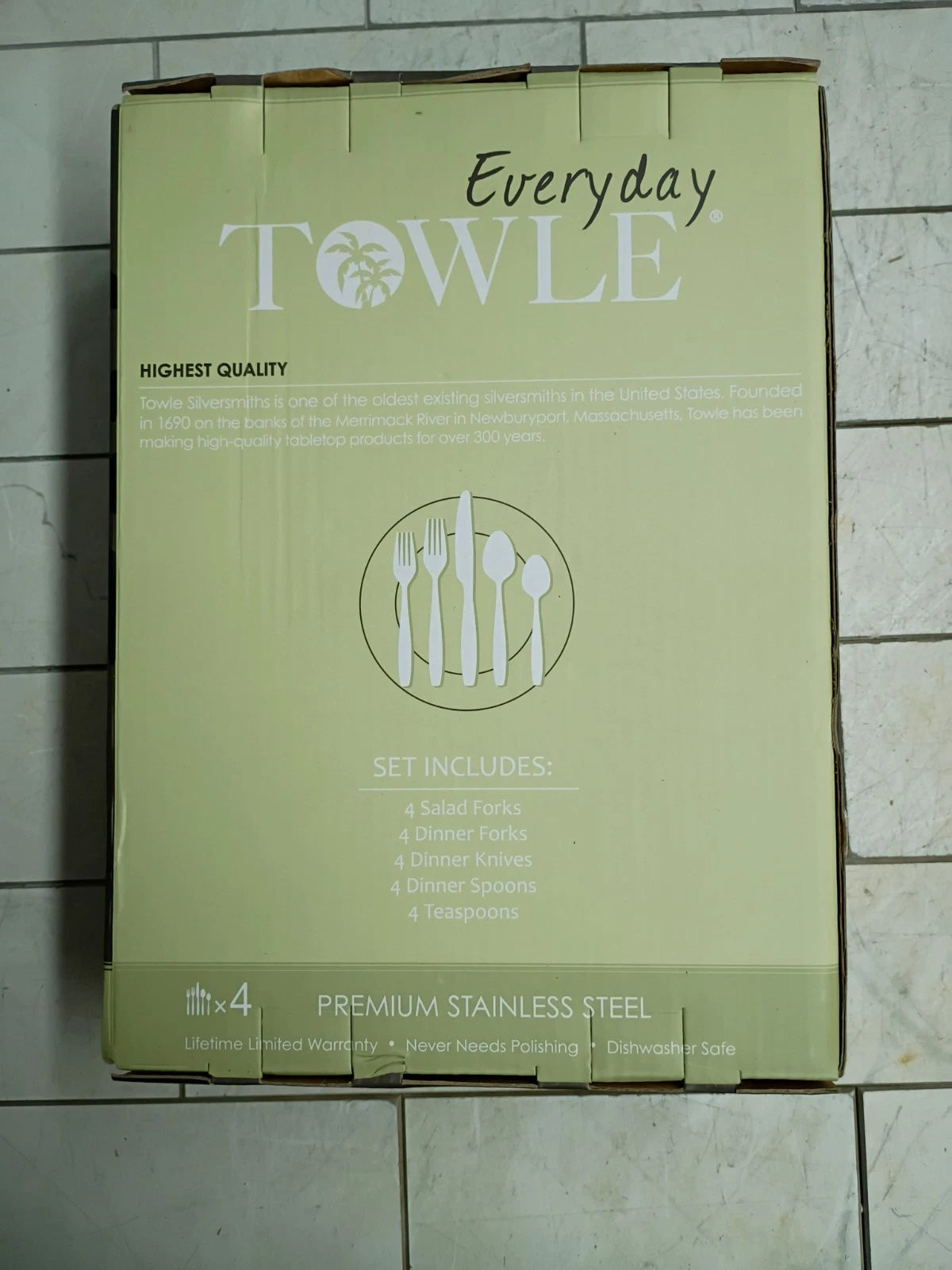 Towle Everyday Palm Breeze Stainless Steel 20pc. Flatware Set, Open Box