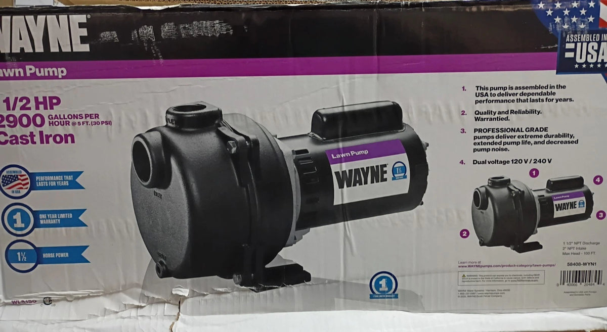 Wayne WLS150 1-1/2HP 230V Cast iron Lawn Irrigation Sprinkler pump FOR PARTS ONL