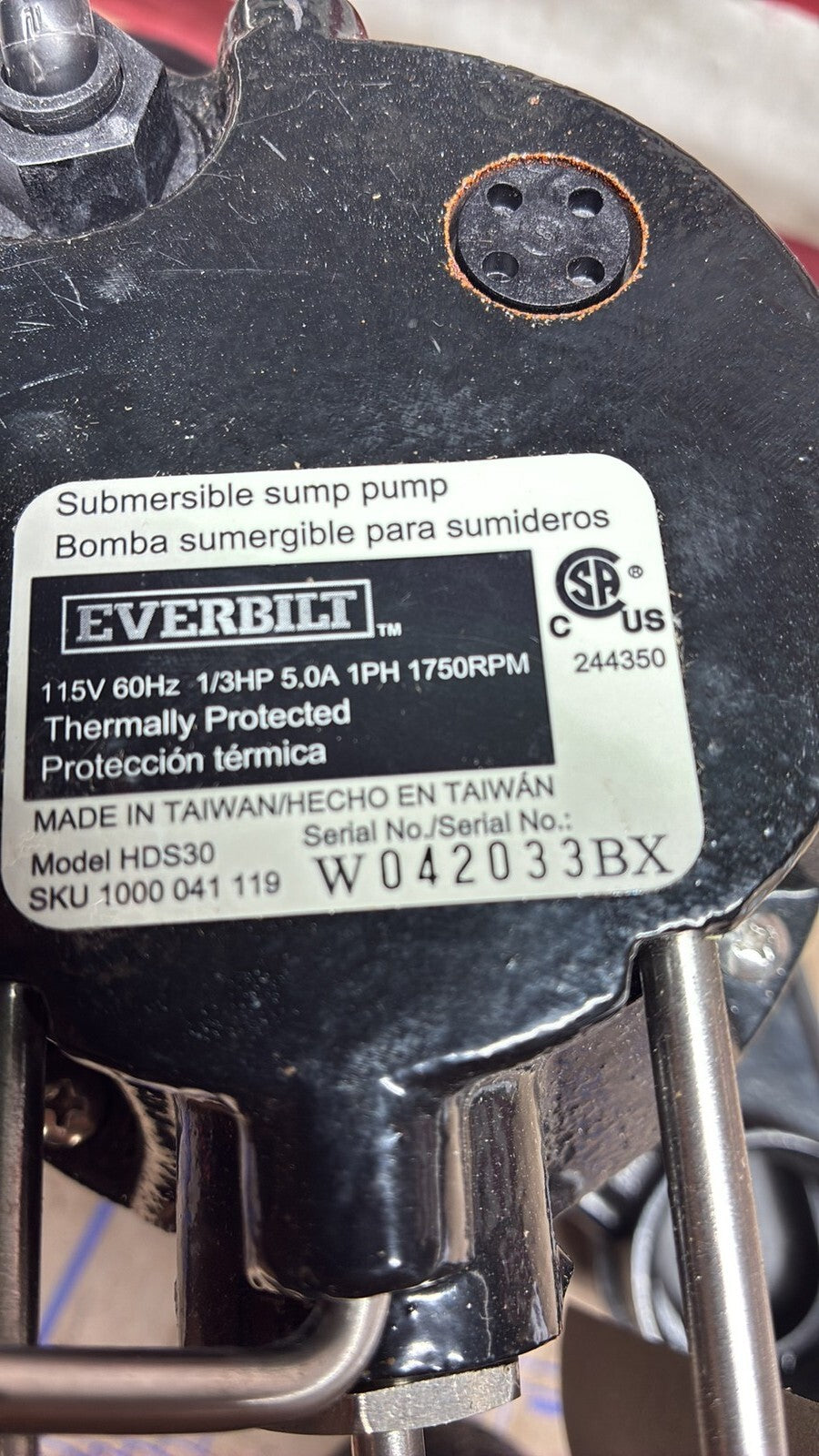 Everbilt HDS30 1/3 HP Cast Iron Submersible Sump Pump New Open Box