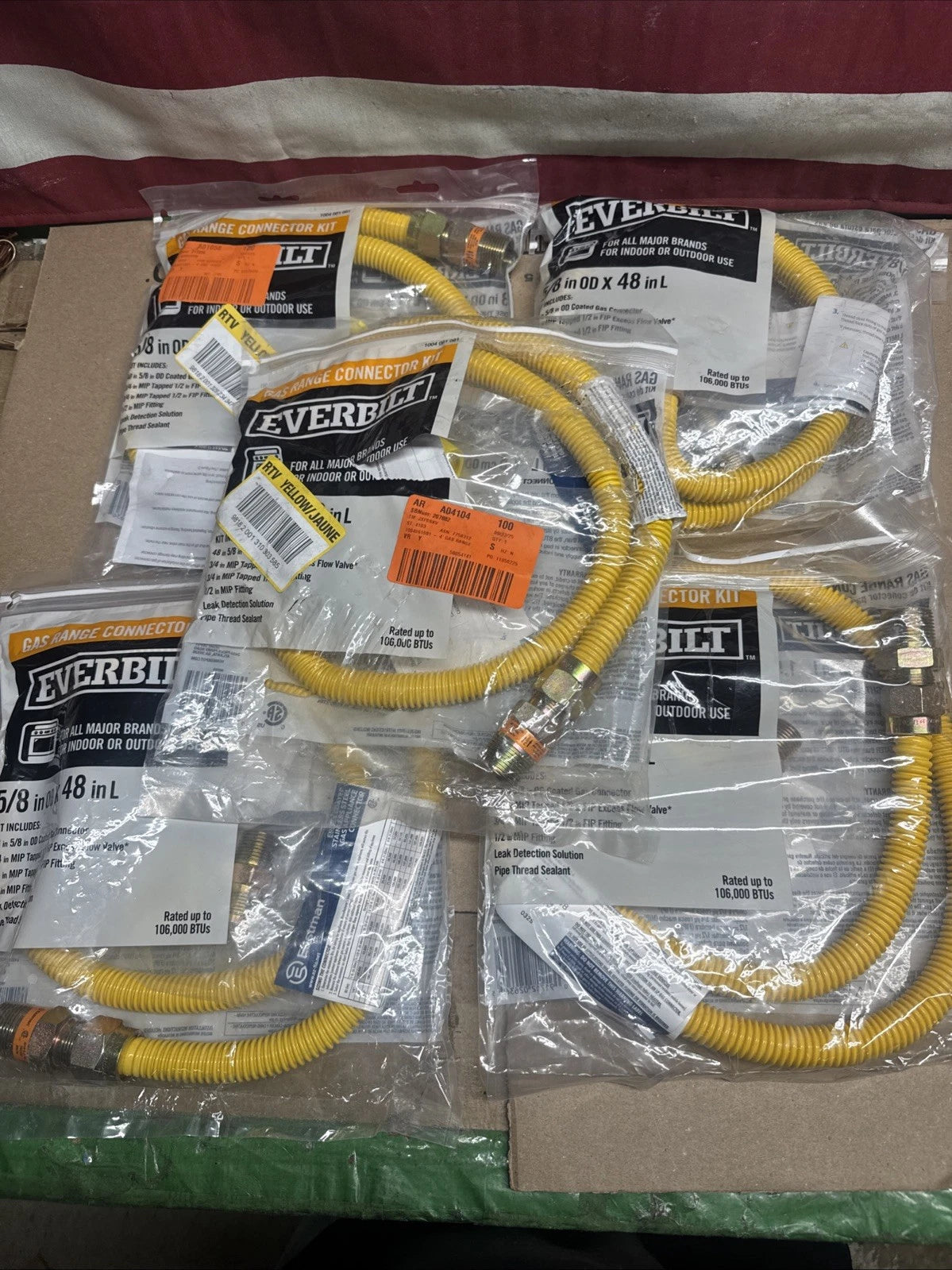 10-PACK EVERBILT GAS RANGE CONNECTOR Kit 5/8" x 48" Indoor/Outdoor All Brands