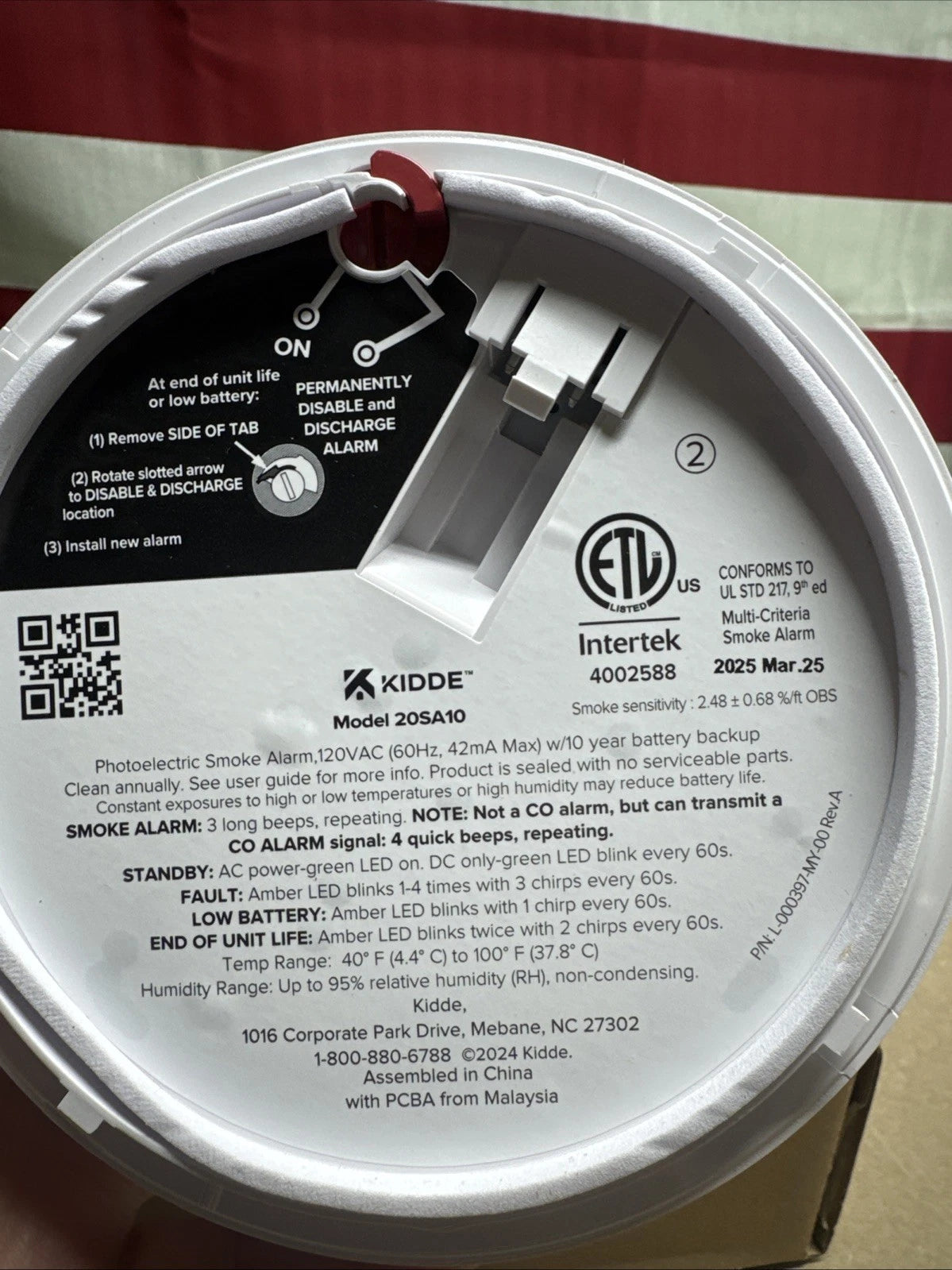 Kidde 20SA10 Hardwired Smoke Detector, 10-Year Battery, Interconnectable