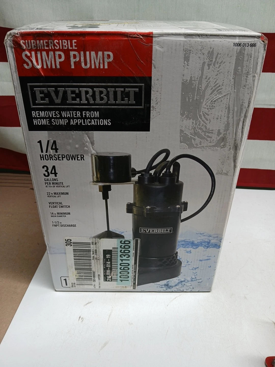 Everbilt 1/4 HP Aluminum Sump Pump Vertical Switch