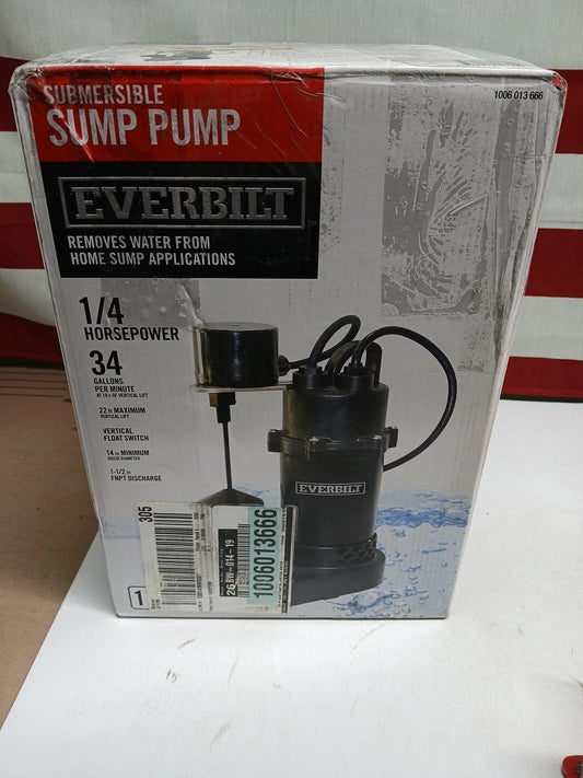 Everbilt 1/4 HP Aluminum Sump Pump Vertical Switch