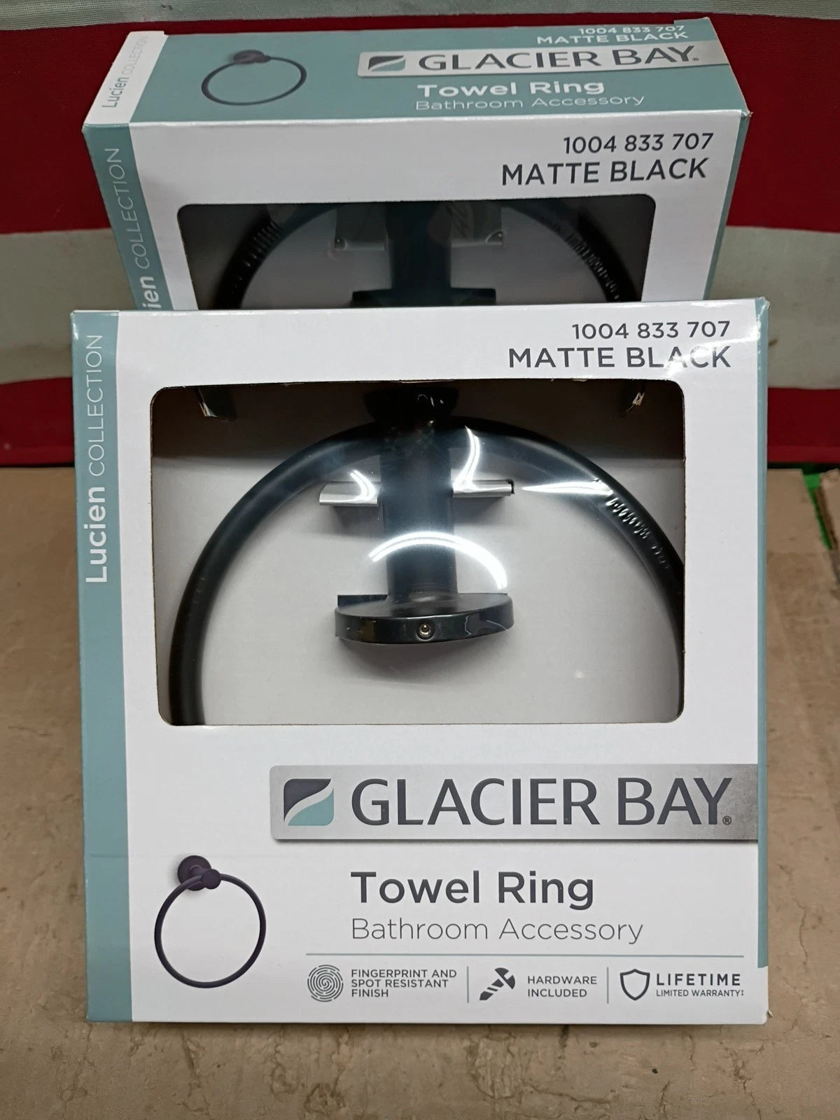 2PK-New Glacier Bay BTH-086-109 Lucien Towel Ring in Matte Black,