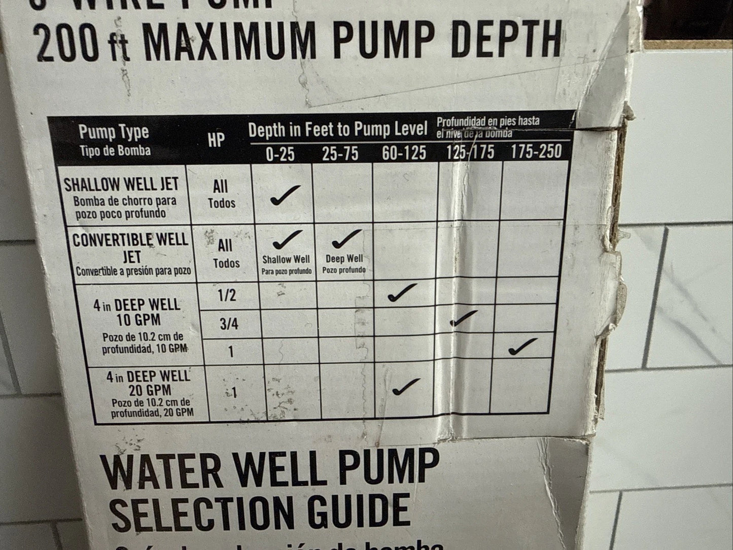Everbilt EFSUB7-123HD, 3/4 HP Submersible 3 Wire 10 GPM Deep Well Water Pump, OB