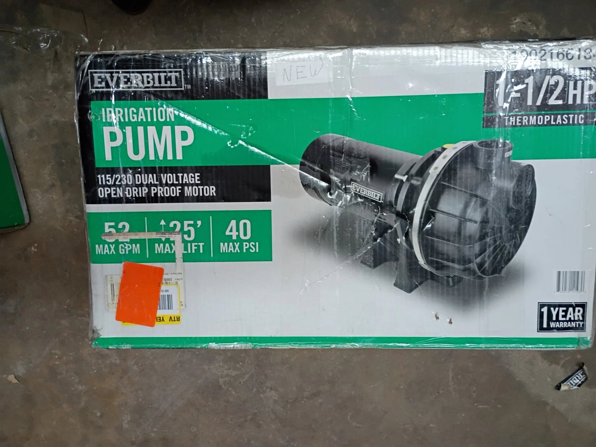 Everbilt HDLS15P, Lawn Irrigation Pump Plastic 1-1/2HP 52-GPM NEW OPEN BOX