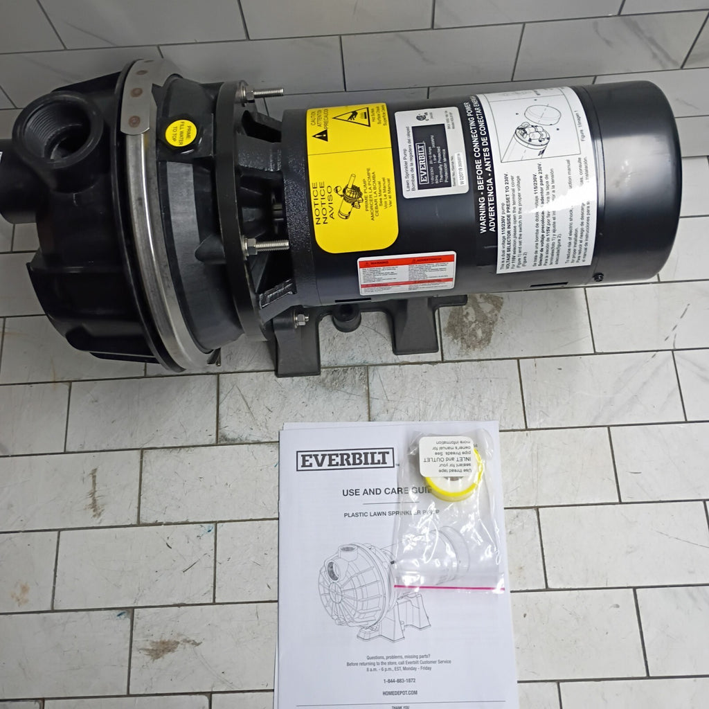 Everbilt HDLS15P Lawn Irrigation Pump Plastic 1-1/2HP, 115/230 Volt NEW OPEN BOX
