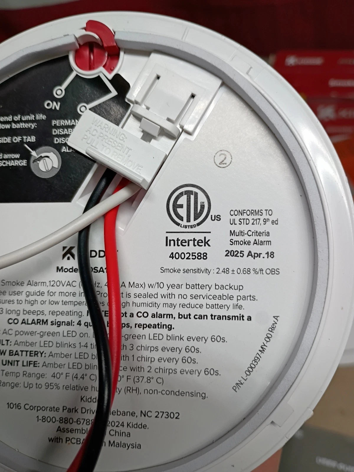 Lot Of 2 Kidde 20SA10 Smoke Alarm Hardwired Interconnected Detector OB
