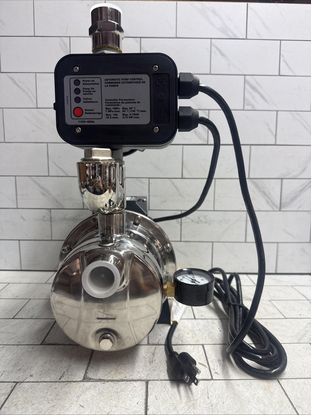 K2 Pump WPSO7505PCK Automatic Booster Pump 3/4HP Stainless Steel Controller 115V