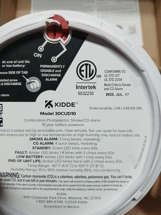 Kidde Smoke & Carbon Monoxide Alarm 30CUD10