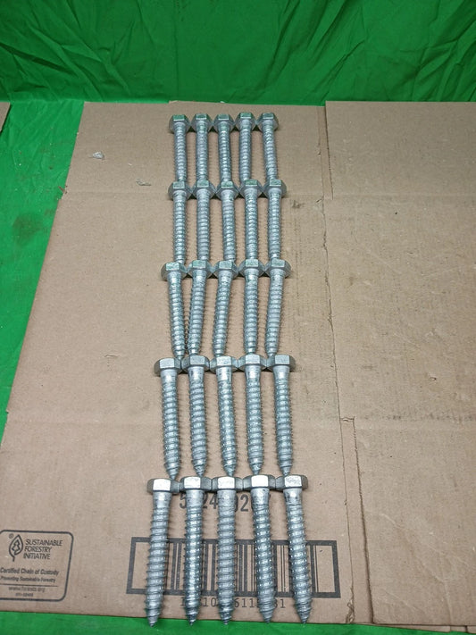 25 Pck 9057455 Hex Lag Screws 5/8 In X 4 In A307 GradeA Hot Dip Galvanized Steel