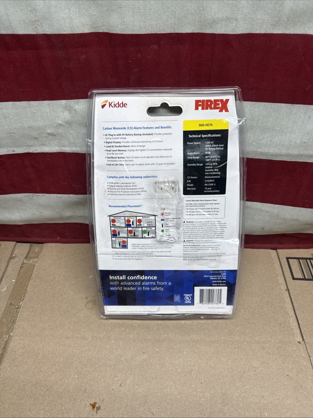 Kidde 900-0076 Carbon Monoxide Alarm Dual Power Digital Display Battery Backup