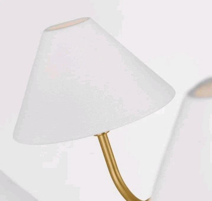Gold Chandelier with Shades 5 Light Ceiling Light Fixture Linen Fabric Open Box