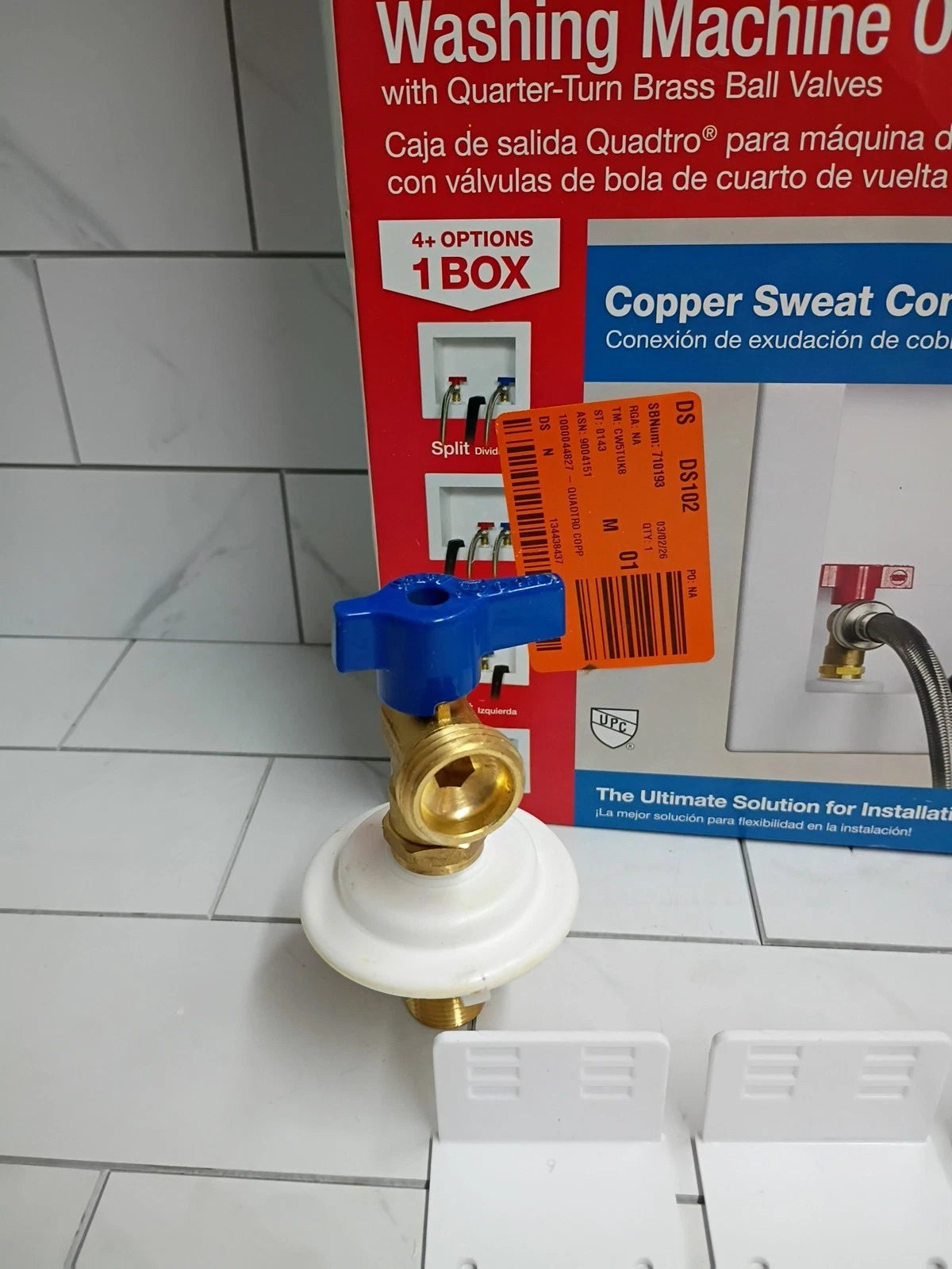 2pk Oatey Quadtro 38529 Washing Machine Outlet Box Quarter-Turn Brass Valves OB
