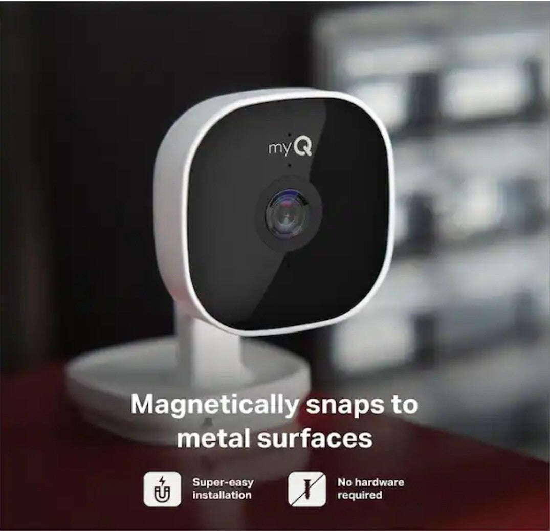 myQ - Smart Garage Security Camera - HD 1080p - Indoor Wi Fi - White OPEN BOX.
