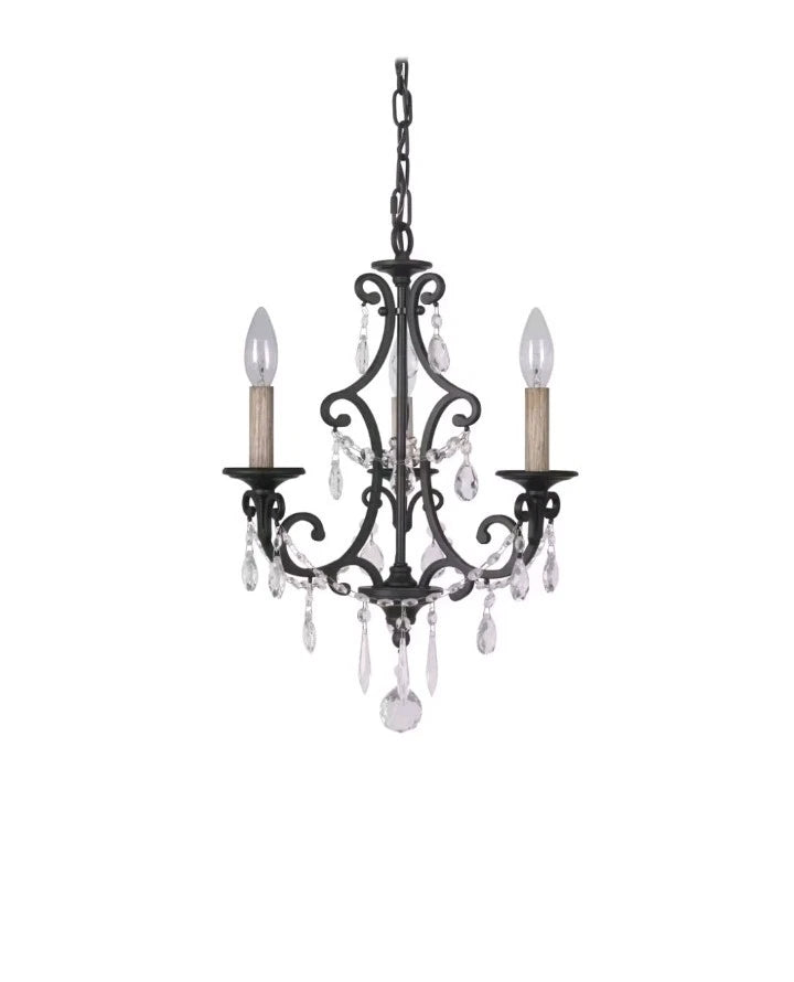Bentley Chandelier 3 Light Chandelier, Matte Black - 38923-MBK modern crystal OB