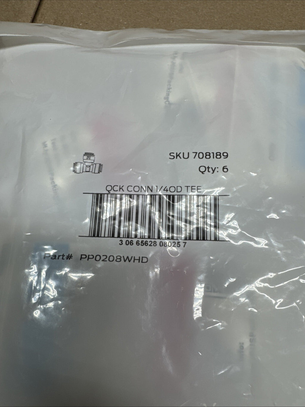 6- Pack  JOHN GUEST 1/4 in. O.D. Push-To-Connect Polypropylene Tee Fitting