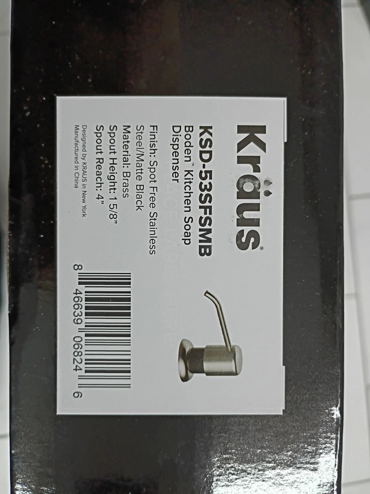 Kraus KSD-53SFSMBMB Kitchen Soap Dispenser stainless steel Matte Black/Steel New