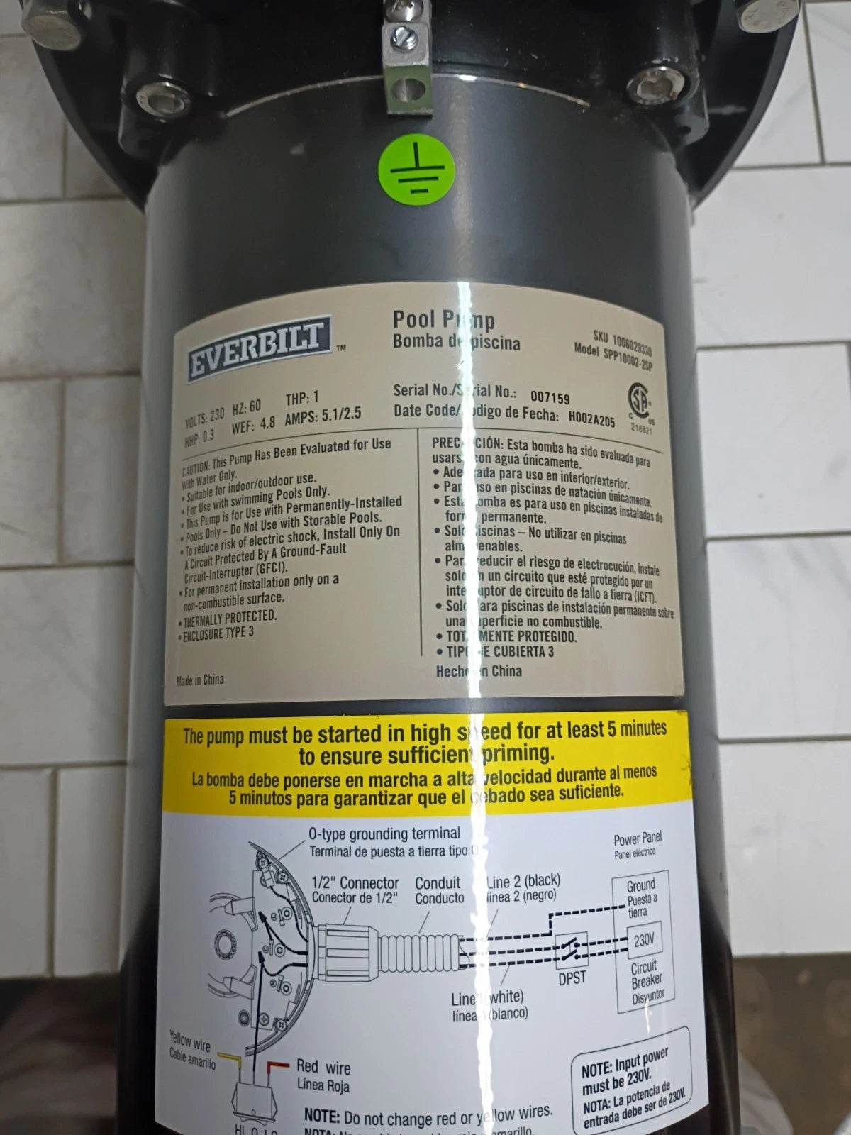 Everbilt SPP10002-2SP 1HP Pool Pump InGround 2 Speed 230V New Open Box