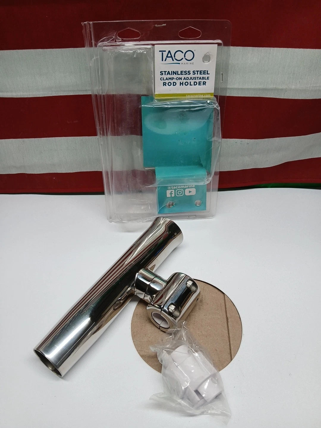 TACO Stainless Steel Clamp-On Adjustable Rod Holder - Fits 7/8" & 1" O.D. Tubin