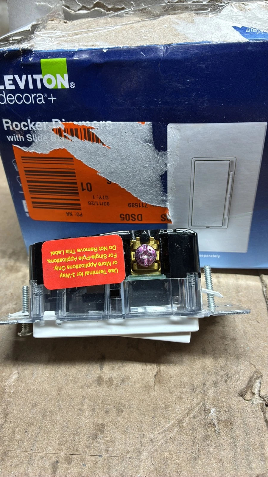 3-PK Leviton DSL01-3PW White Rocker Slider Dimmer Switch Single-Pole OR 3-Way
