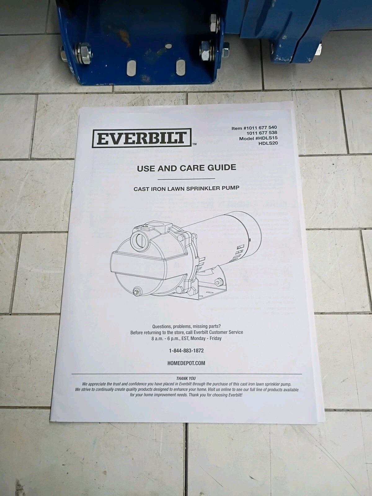 Everbilt 1-1/2HP Cast Iron Lawn Irrigation Pump, 115 /230 Dual Voltage FOR PARTS