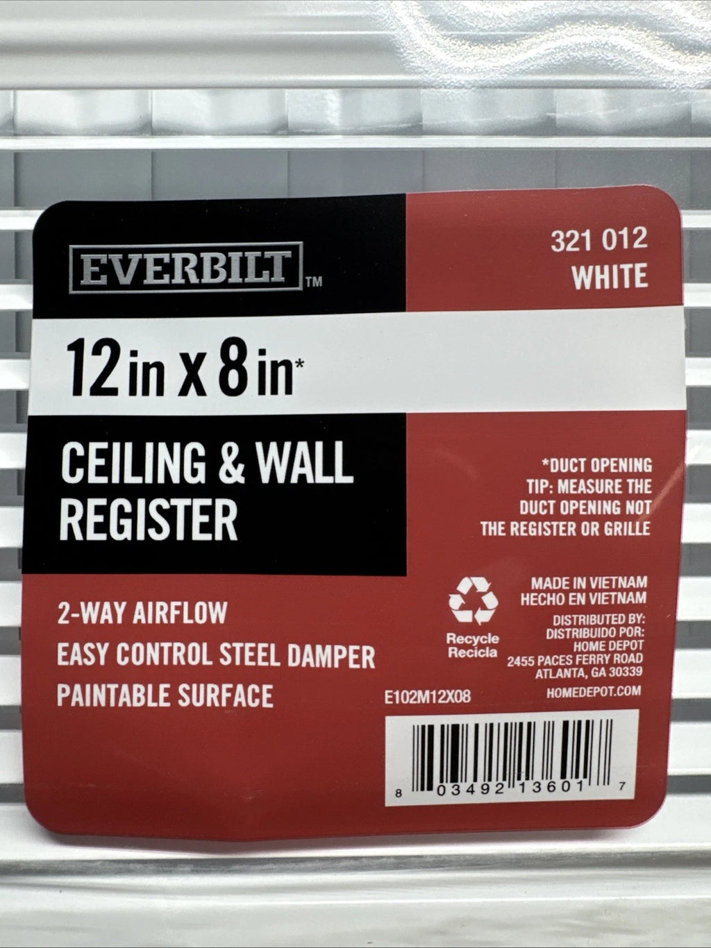 Lot Of 14 Everbilt 12 in. x 8 in. 2-Way Steel Wall/Ceiling Register in White