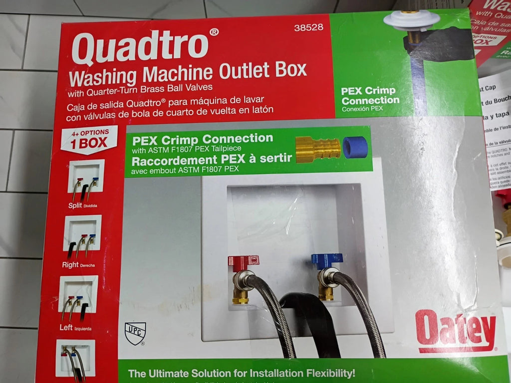 (2 Pack) Oatey Quadtro 38528 Washing Machine Outlet Box With PEX Crimp Valves OB