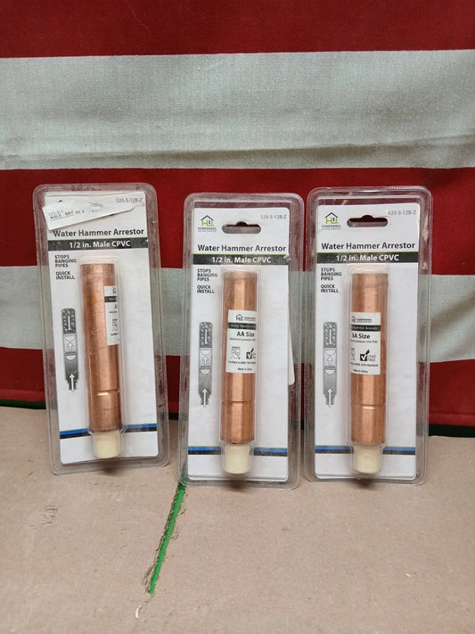 Lot Of 3 NEW Homewerks 1/2" Water Hammer Arrestor Male Copper CPVC - 525-5-12B-Z