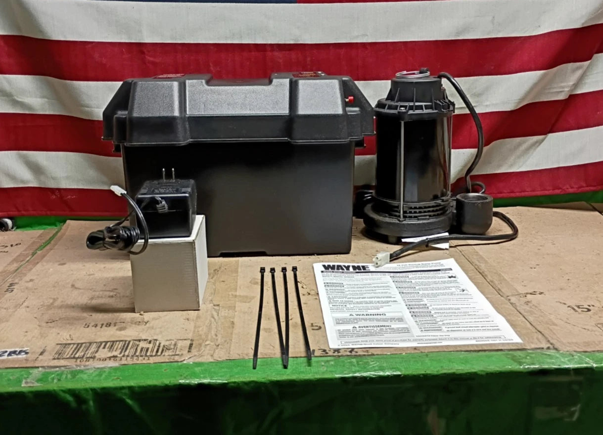 Wayne ESP25N Upgraded 12V Battery Backup System Black Backup Pump **READ DISCR**