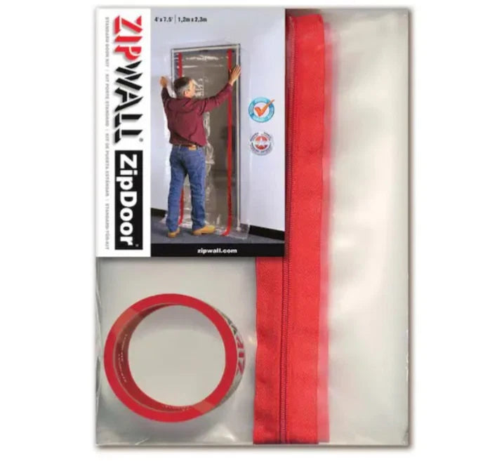 6-PACK 4 Ft. X 7.5 Ft Adhesive Zippers Standard Dust Barrier Door Kit Open Box