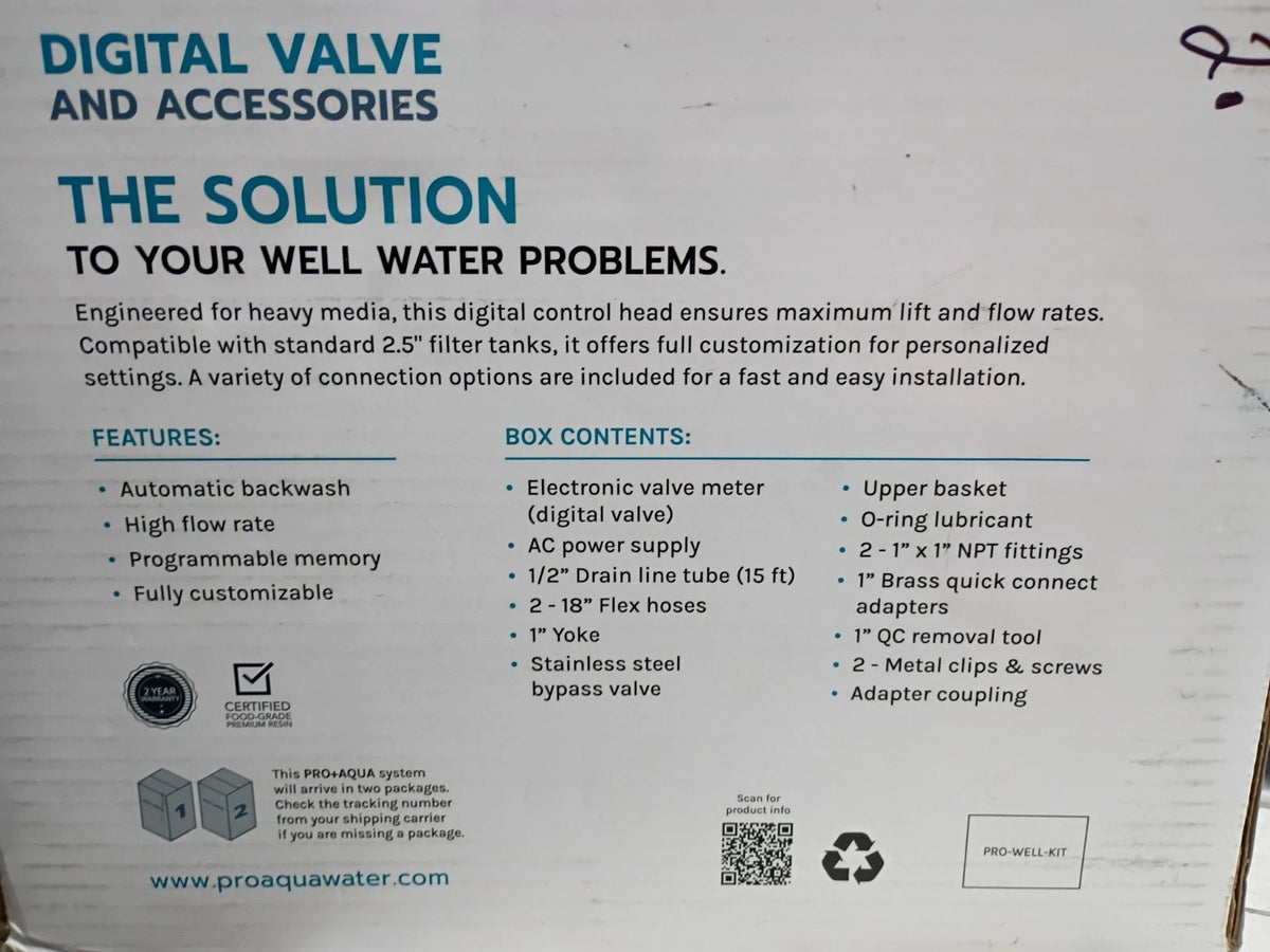 PRO+AQUA PRO-WELL-KIT Whole House Well Water Filtration DIGITAL VALVE New OB