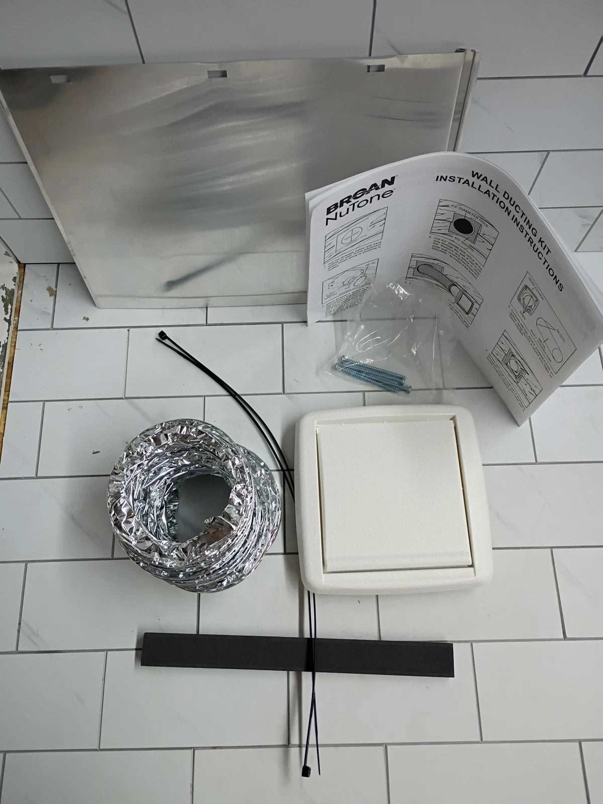 Broan-NuTone WVK2A Flexible Wall Ducting Kit White Vent 3"x4" New Open Box