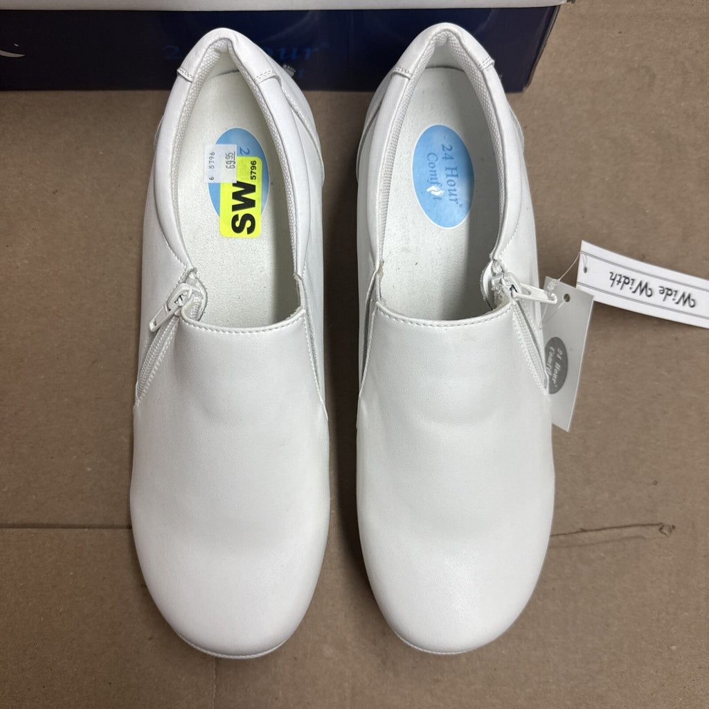 24 HOUR COMFORT Ester Women's 9 Wide Width Slip-On Leather Loafers Nurse