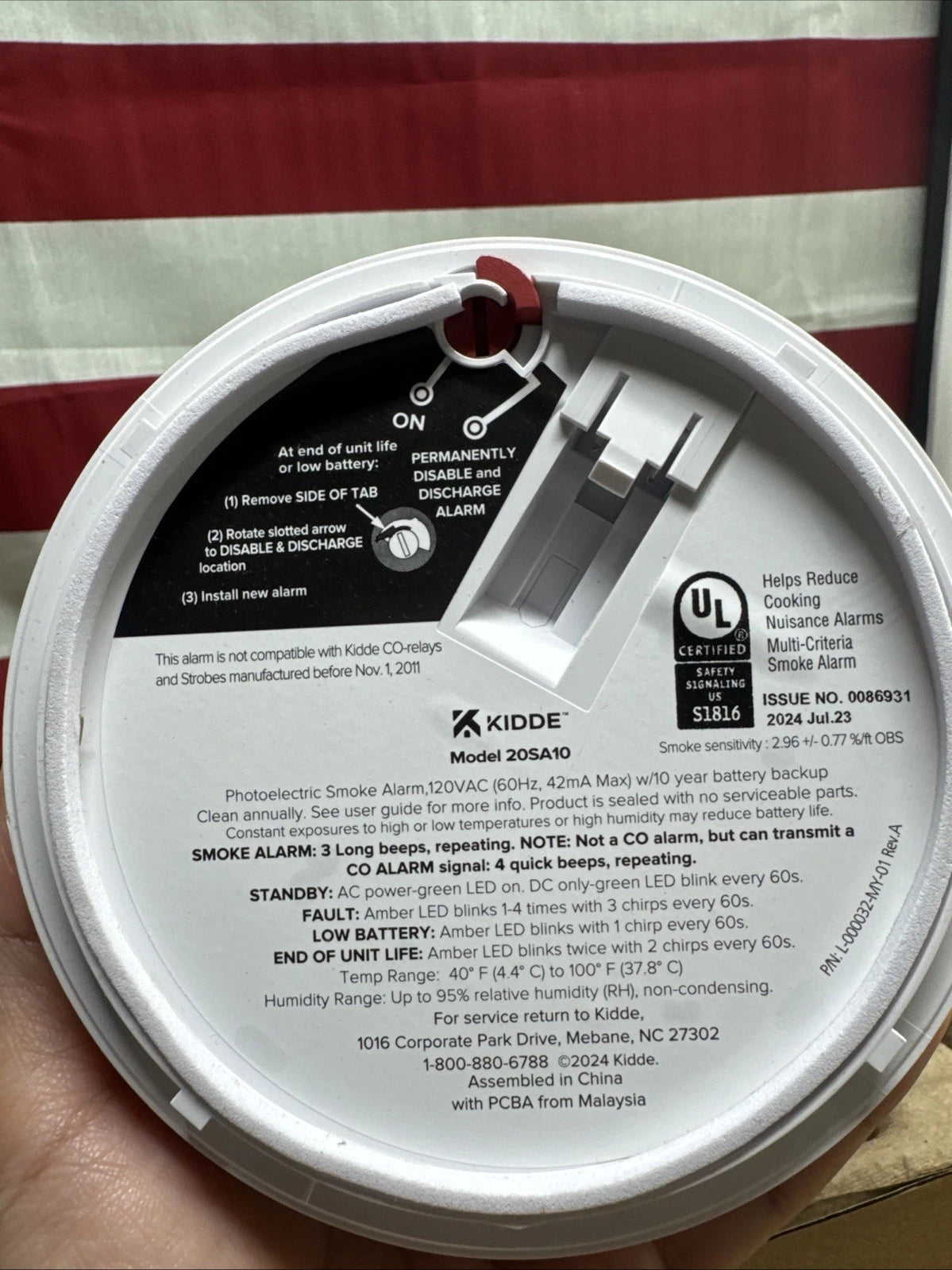 Kidde 20SA10 Hardwired Smoke Detector, 10-Year Battery, Interconnectable