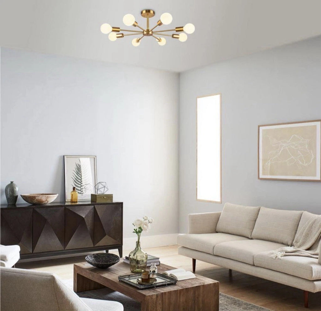 RRTYO Gallman 23.6 in. 8-Light Gold Mid-Century Pendant Ceiling Light Sputnik…