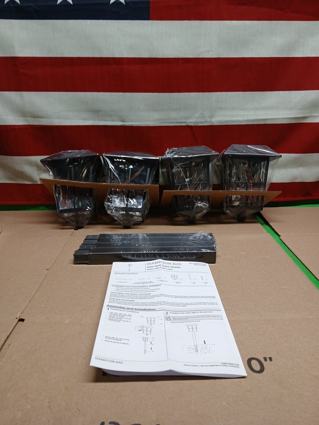4pk Hampton Bay Black LED Outdoor Solar Path Light