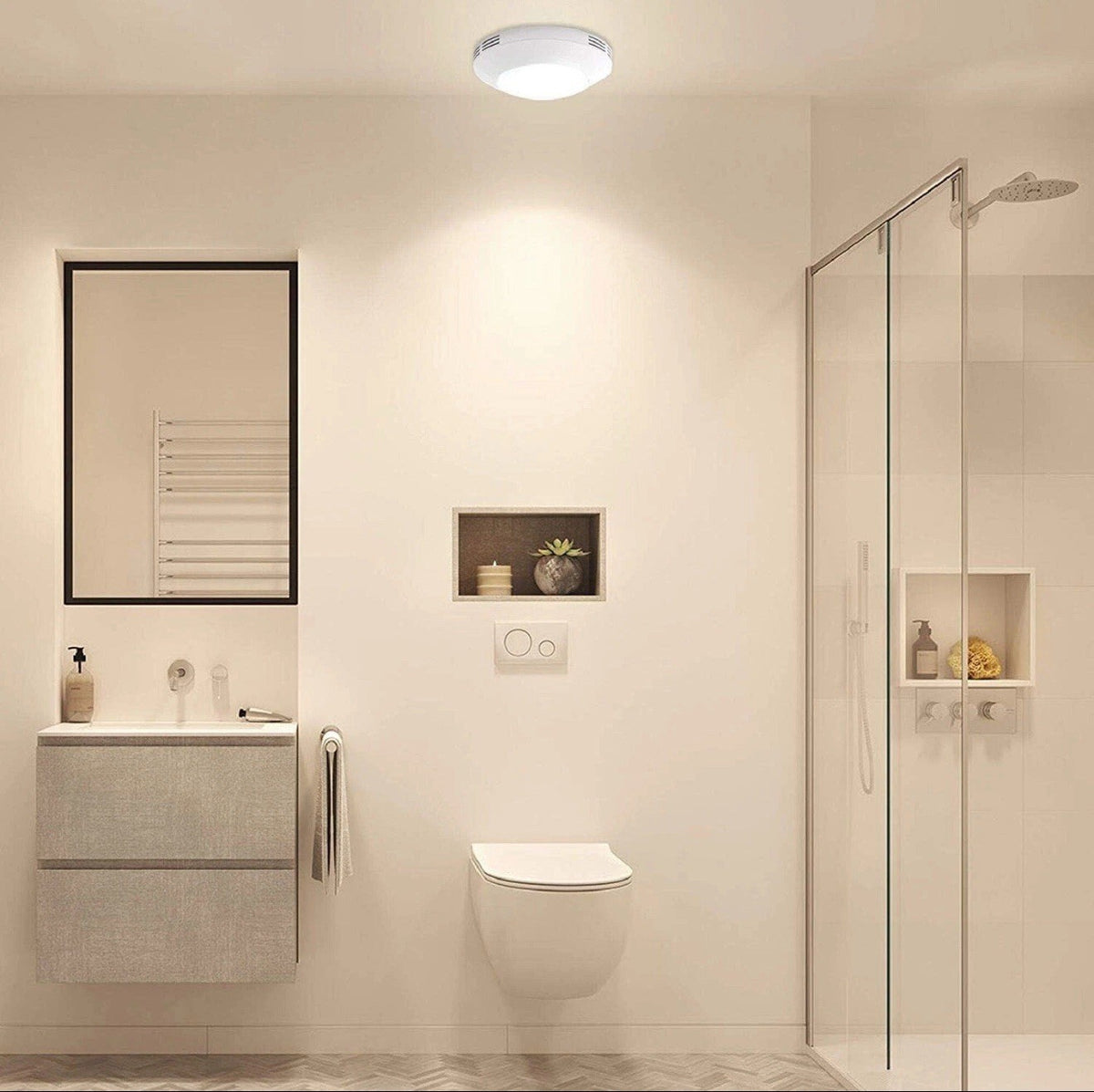 Homewerks Bathroom Integrated LED Light Ceiling Mount Exhaust Ventilation 80 CFM